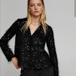 Leandra Medina x Mango Black Sequin Top